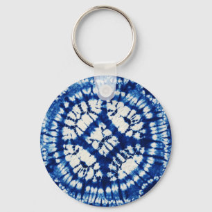 Shibori Tie Dye South Seas Indigo Batik Key Ring