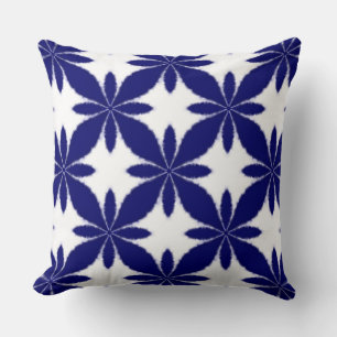 Shibori Tie Dye Style Geometric Flower Pattern Cushion