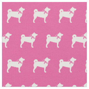Shibu Inu Dog Silhouette Pet Pink Fabric