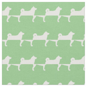 Shibu Inu Dog Silhouette Pet Sage Green Fabric