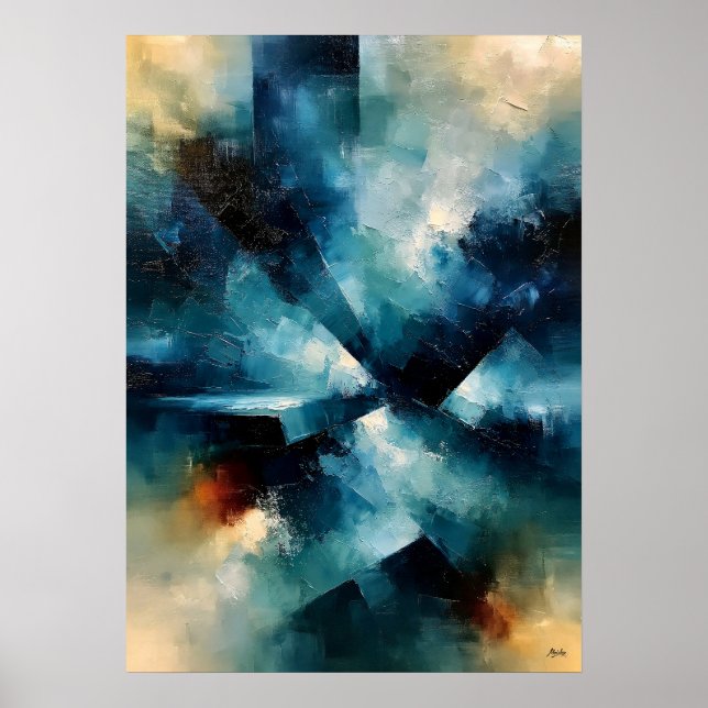 Shibui Azure Convergence Japanese Inspired Texture Poster (Front)