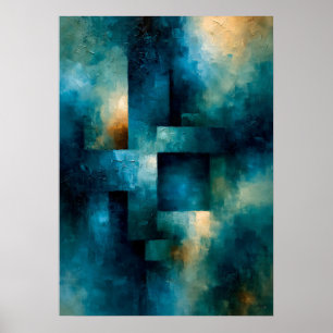 Shibui Azure Monolith Japanese Inspired Textured Poster