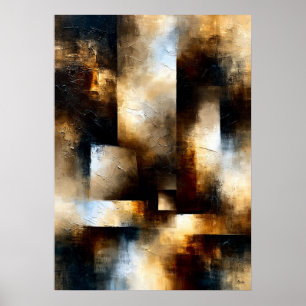 Shibui Bronze Passage Textured Geometric Abstract Poster