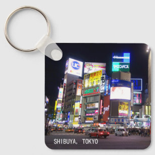 Shibuya City Lights Night in Tokyo Japan Key Ring