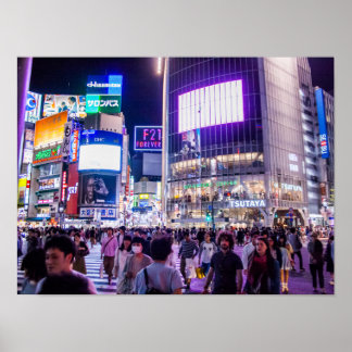 Shibuya Crossing at Night Poster