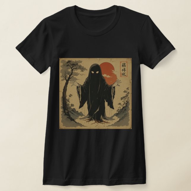 'Shibuya Ghost Rising' – Dark Spirit Art T-Shirt (Laydown)