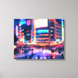 "Shibuya Nights: Illuminated Crossing Canvas Print