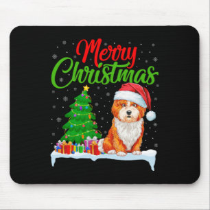 Shichon Dog Christmas Tree Lights Xmas Shichon Dog Mouse Pad