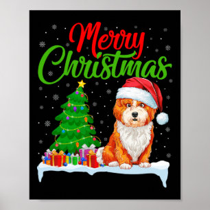 Shichon Dog Christmas Tree Lights Xmas Shichon Dog Poster