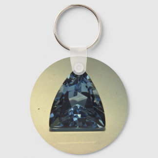Shield cut blue topaz key ring