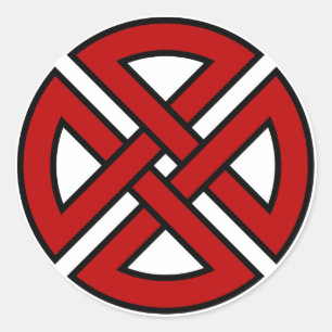 Shield Knot (Celtic version in red & black) Classic Round Sticker
