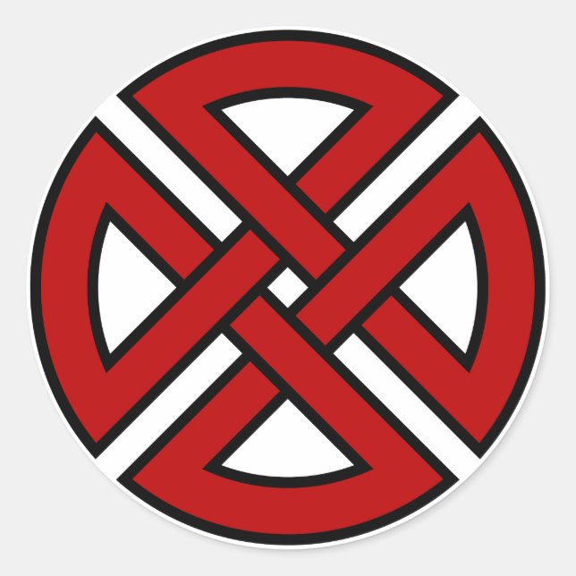 Shield Knot (Celtic version in red & black) Classic Round Sticker (Front)