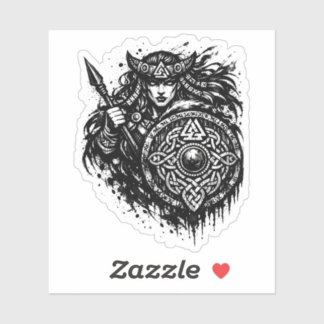 Shield Maiden Spear‑Sigil – Mythic Warrior Ink (Sheet)