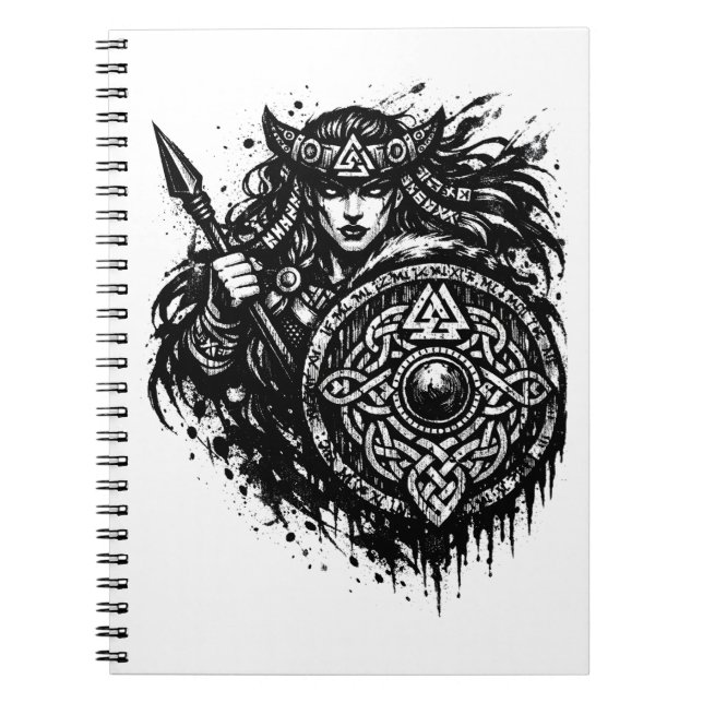 Shield Maiden Spear‑Sigil – Mythic Warrior Ink Notebook (Front)