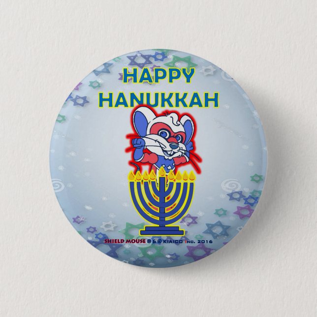 SHIELD MOUSE Happy Hanukkah Button 2016 (Front)