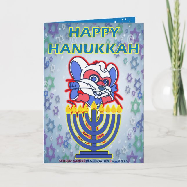 SHIELD MOUSE Happy Hanukkah Card 2016 (Front)