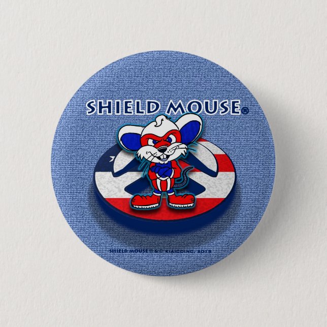 SHIELD MOUSE Patriotic Peace (Blue Jean) Button (Front)