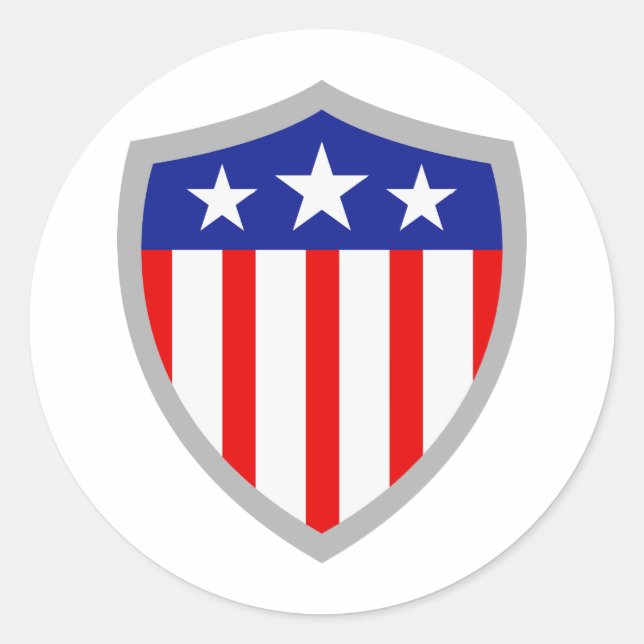 Shield of American Flag Classic Round Sticker (Front)