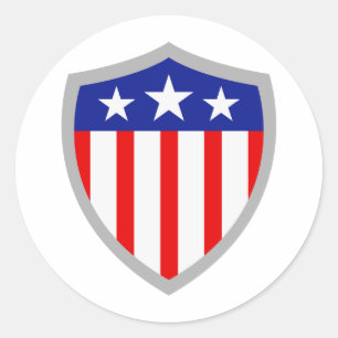 Shield of American Flag Classic Round Sticker