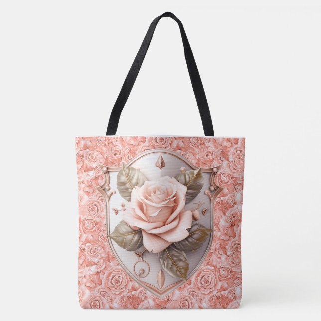 Shield of Faith on Pink Roses Large Tote (Front)