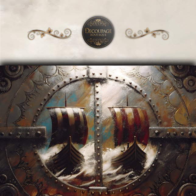 Shield View Viking Ships Decoupage Tissue Paper (Shield View Viking Ships Decoupage tissue Paper)