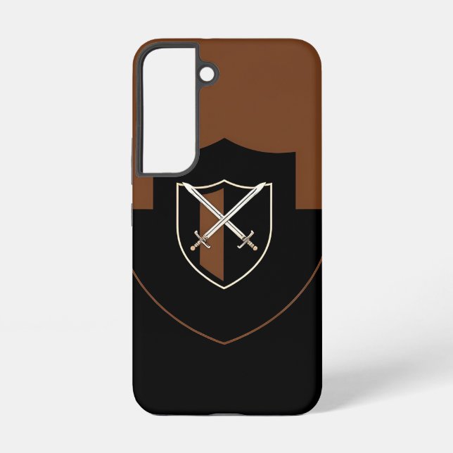 Shield with Crossed Swords on Brown  Samsung Galaxy S22 Case (Back)