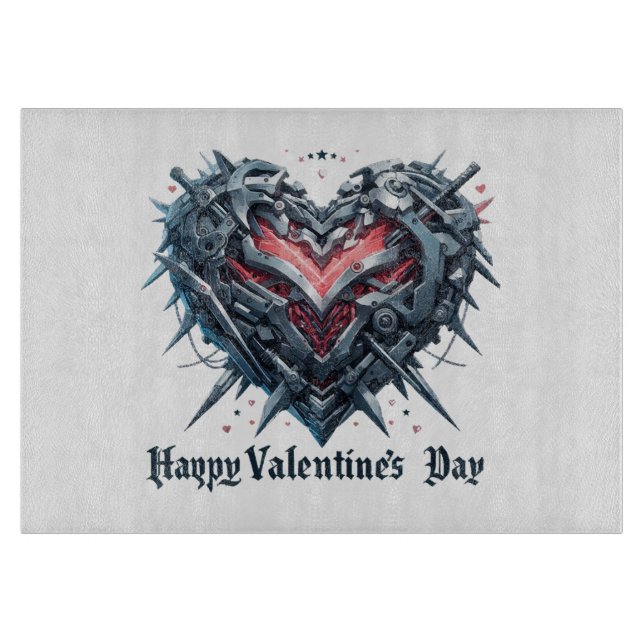 Shielded and caged valentines day heart cutting board (Front)