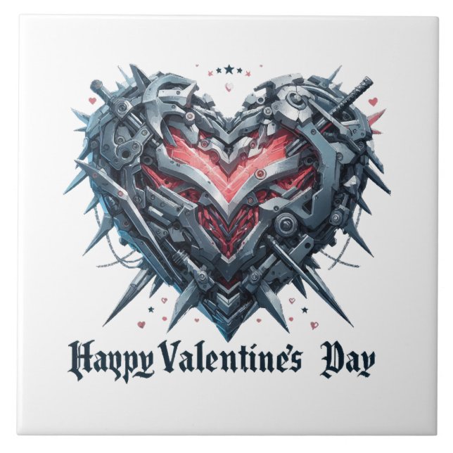 Shielded and caged valentines day heart tile (Front)