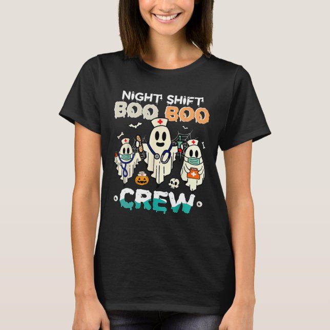 Shift Boo Boo Crew Nurse Ghost Halloween Nurses Rn T-Shirt (Front)
