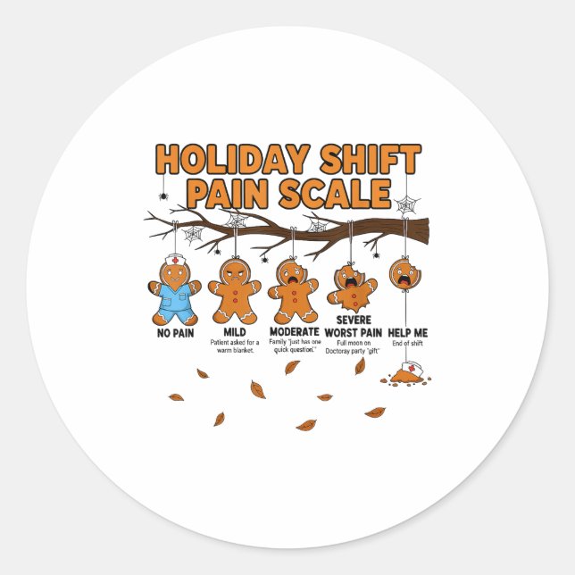 Shift Nurse Pain Scale Funny Gingerbread Rn Christ Classic Round Sticker (Front)