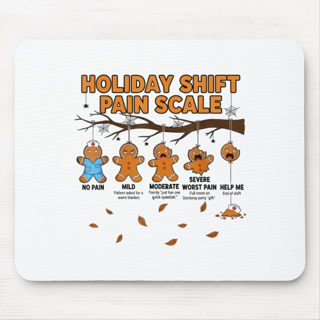 Shift Nurse Pain Scale Funny Gingerbread Rn Christ Mouse Pad (Front)