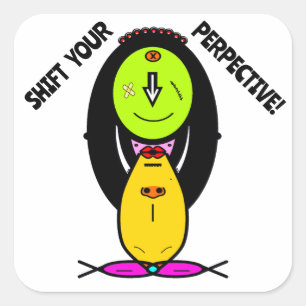 Shift Your Perspective Funny Monkey Cartoon Motto Square Sticker