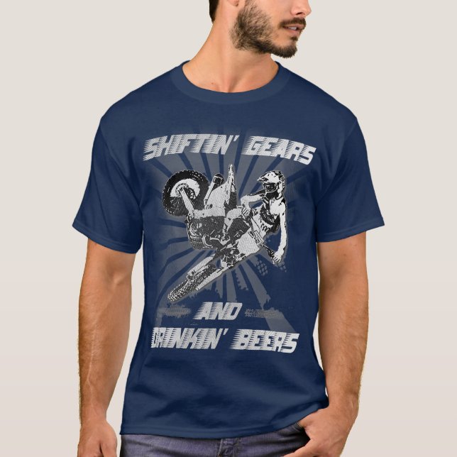 Shiftin Gears and Drinkin Beers  Motocross Brap T-Shirt (Front)