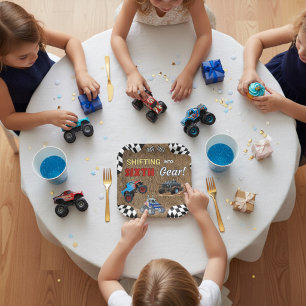 Shifting into Sixth Gear Monster Truck Birthday Paper Plate
