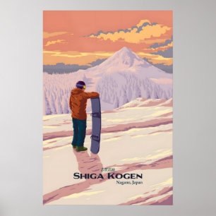 Shiga Kogen Japan Snowboarding Travel Poster