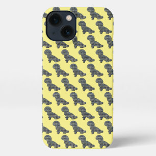 Shih-Poo Cute Dog Silhouette Grid Yellow iPhone 13 Case