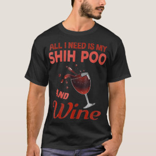 Shih Poo Wine Lover Gift For Women Mum Grandma Au T-Shirt