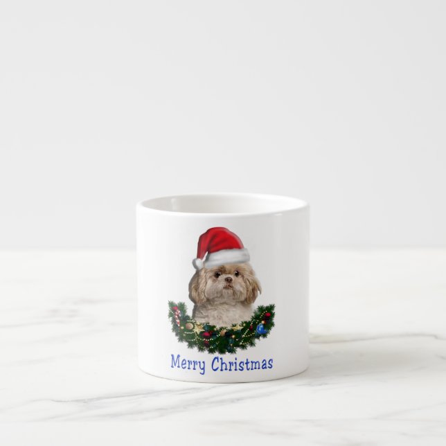 Shih-Tsu Dog  Christmas Espresso Cup (Front)