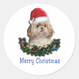 Shih-Tsu Dog Christmas items Classic Round Sticker