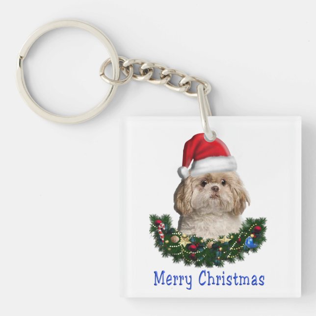Shih-Tsu Dog  Christmas items Key Ring (Front)