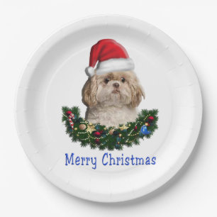 Shih-Tsu Dog Christmas items Paper Plate