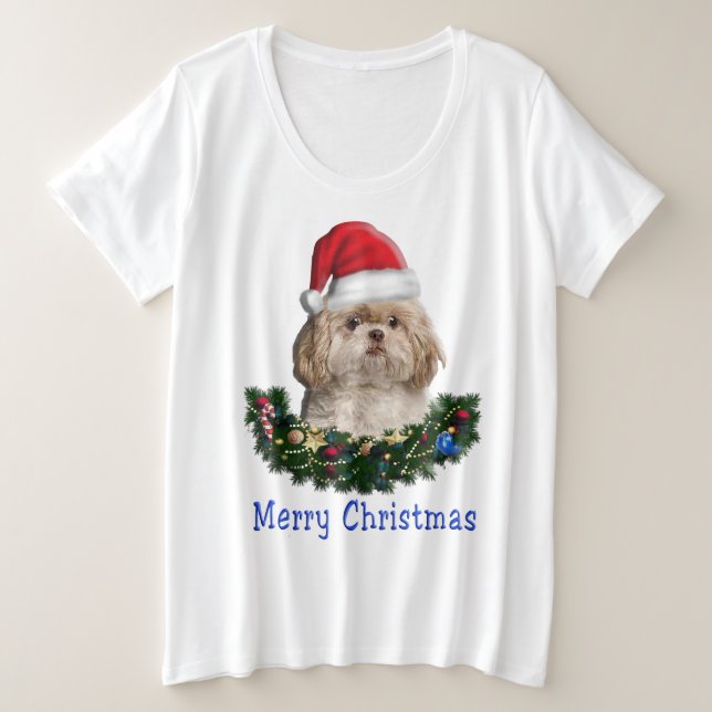 Shih-Tsu Dog  Christmas items Plus Size T-Shirt (Design Front)