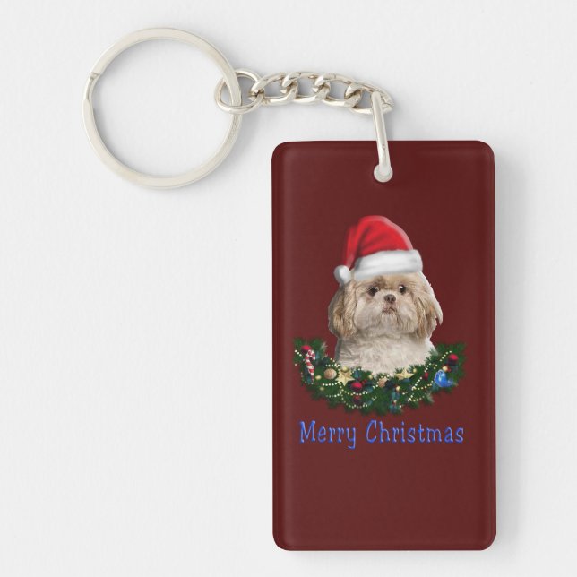Shih-Tsu Dog  Christmas Key Ring (Front)