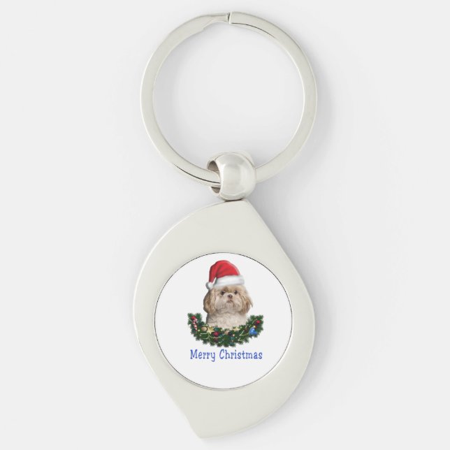 Shih-Tsu Dog  Christmas Key Ring (Front)
