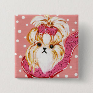 SHIH TZU 15 CM SQUARE BADGE