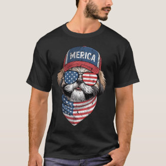 Shih Tzu 4Th Of July Us American Flag Dog T-Shirt