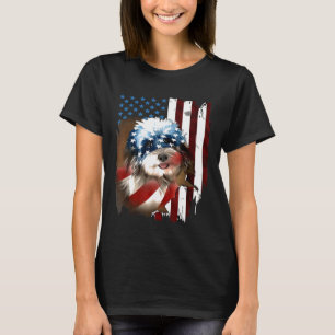 Shih Tzu America Flag 4th Of July Shih Tzu Dog T-Shirt