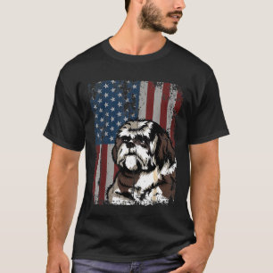 Shih Tzu American Flag Patriotic Shih Tzu Owner    T-Shirt