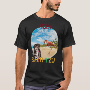 Shih Tzu & Flamingo Relaxes In Summer T-Shirt