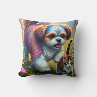Shih tzu and kitten cushion